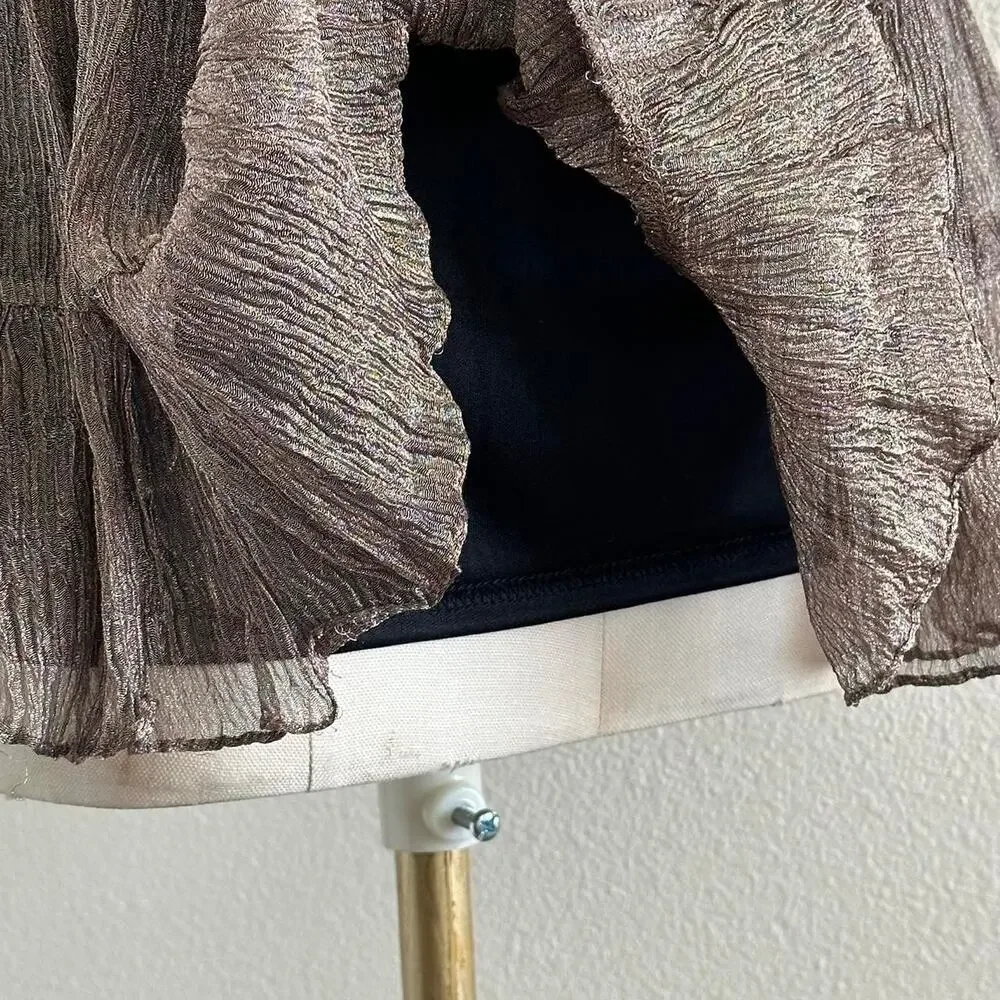 handmade gold shimmer circle ruffled mini skirt - Picture 2 of 11